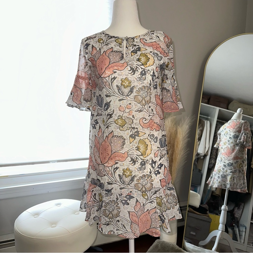 LOFT Floral Print Mini Dress